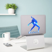 Dans Blauwe Abstracte Vinyl Sticker op maat gesned (Laptop op bureau)