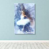 Dans, danser, ballet, blauw, wit canvas afdrukken (Insitu (Houten vloer))