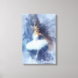 Dans, danser, ballet, blauw, wit canvas afdrukken