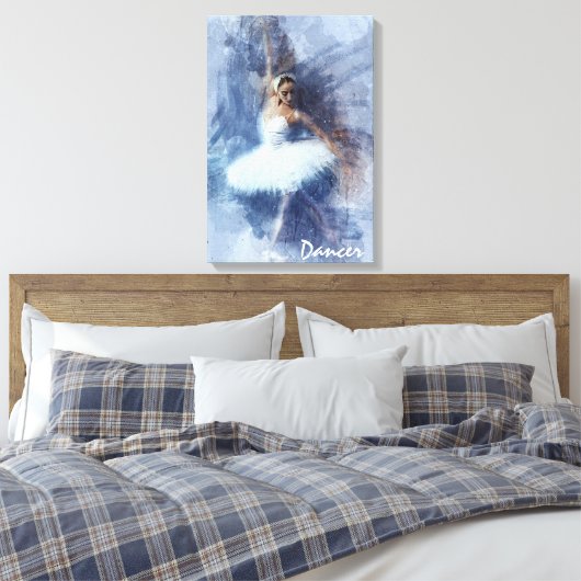 Dans, danser, ballet, blauw, wit canvas afdrukken (Insitu (Slaapkamer))