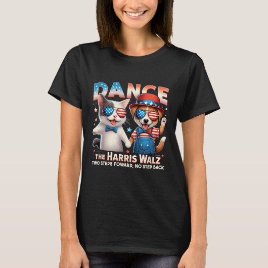 Dans de Harris Wheimer Grappige Kat Dames Kamala H T-shirt (Voorkant)