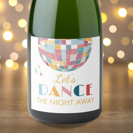 Dans de Night Away Retro Disco Ball Sparkling Wijnetiket