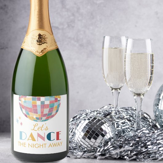 Dans de Night Away Retro Disco Ball Sparkling Wijnetiket