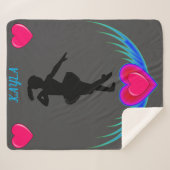 Dans deken met ballerina en roze harten. (Voorkant (horizontaal))