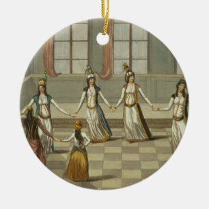 Dans die in de mode is met de Griekse vrouwen van Keramisch Ornament