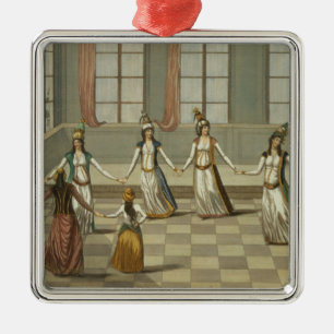 Dans die in de mode is met de Griekse vrouwen van Metalen Ornament
