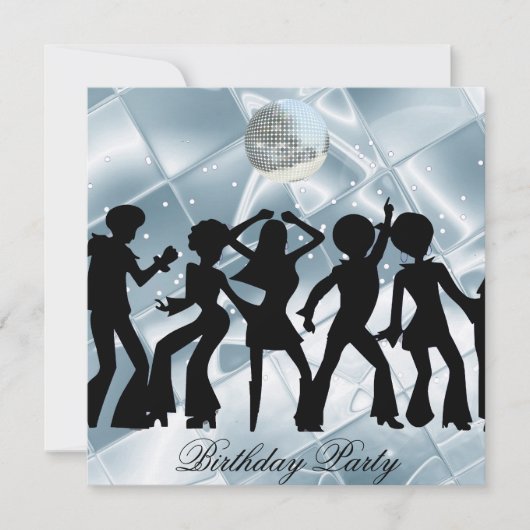 Dans Disco Verjaardagsfeest Ijs Uitnodiging (Voorkant)