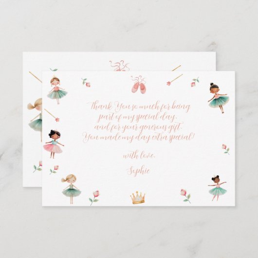 Dans & draai meisje verjaardagsfeest bedankkaart (Voorkant / Achterkant)