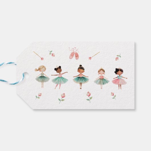 Dans & draai meisje verjaardagsfeest cadeaulabel (Achterkant Horizontaal)