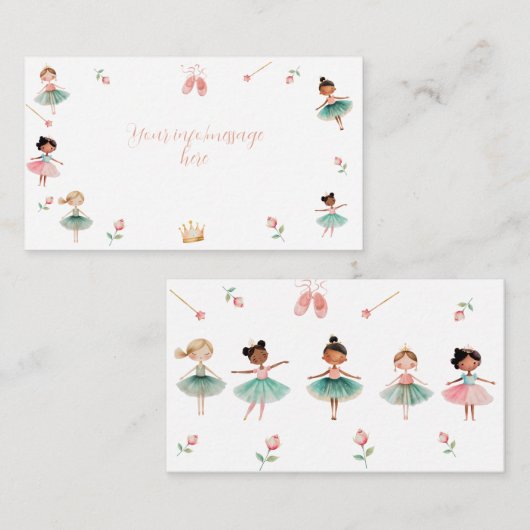 Dans & draai meisje verjaardagsfeest informatiekaartje (Voorkant / Achterkant)