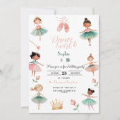 Dans & draai meisje verjaardagsfeest kaart (Voorkant)