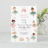 Dans & draai meisje verjaardagsfeest kaart (Staand voorkant)