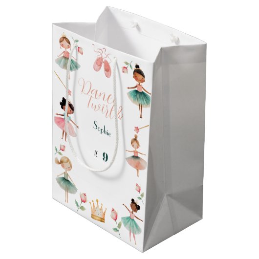 Dans & draai meisje verjaardagsfeest medium cadeauzakje (Achterkant Gekanteld)