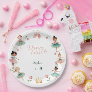 Dans & draai meisje verjaardagsfeest papieren bordje