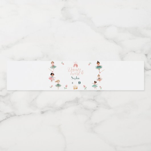 Dans & draai meisje verjaardagsfeest waterfles etiket (Enkel label)