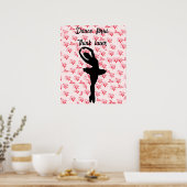 Dans eerst, denk later | roze bloem ballerina poster (Keuken)