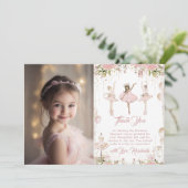 Dans en draai ballerina magische foto Dank u Kaart (Staand voorkant)