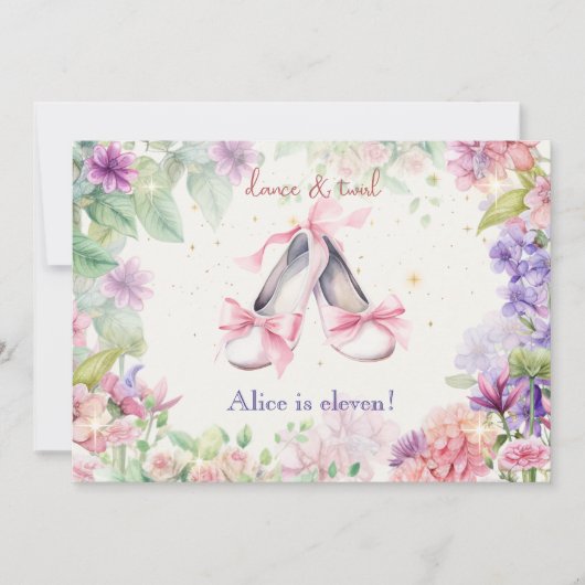 Dans en draai ballerina verjaardag kaart (Voorkant)