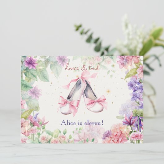 Dans en draai ballerina verjaardag kaart (Staand voorkant)