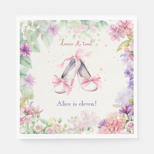 Dans en draai ballerina verjaardag servet (Voorkant)