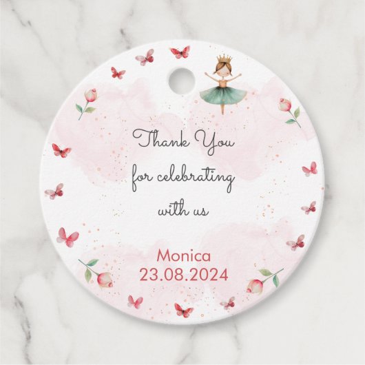Dans en draai schattige ballerina ballet kind verj bedankjes labels (Voorkant)
