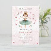 Dans en draai schattige ballerina ballet kind verj kaart (Staand voorkant)