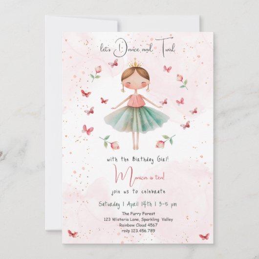 Dans en draai schattige ballerina ballet kind verj kaart (Voorkant)