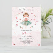 Dans en draai schattige ballerina ballet kind verj kaart (Staand voorkant)