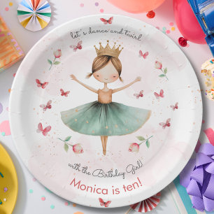 Dans en draai schattige ballerina ballet kind verj papieren bordje
