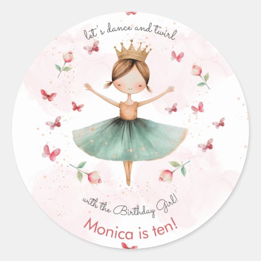 Dans en draai schattige ballerina ballet kind verj ronde sticker (Voorkant)