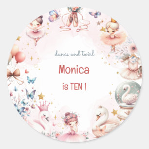 Dans en draai schattige ballerina ballet kind verj ronde sticker