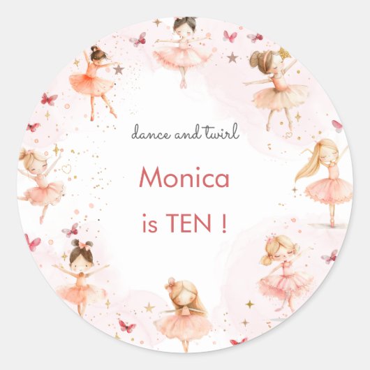 Dans en draai schattige ballerina ballet kind verj ronde sticker (Voorkant)