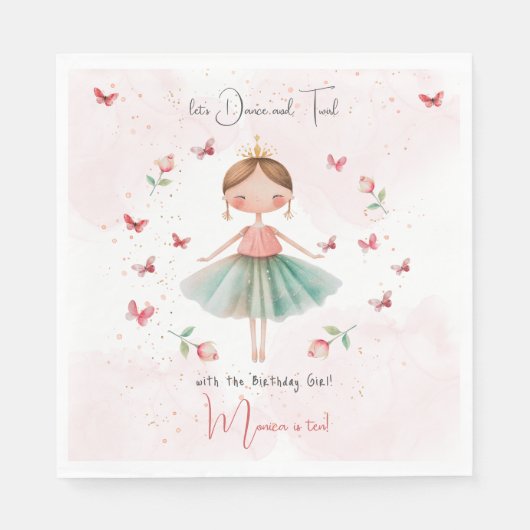 Dans en draai schattige ballerina ballet kind verj servet (Voorkant)