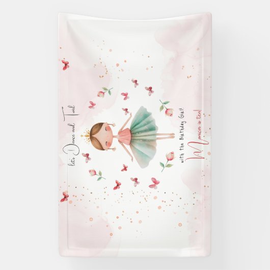 Dans en draai schattige ballerina ballet kind verj spandoek (Verticaal)