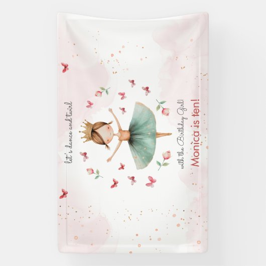 Dans en draai schattige ballerina ballet kind verj spandoek (Verticaal)