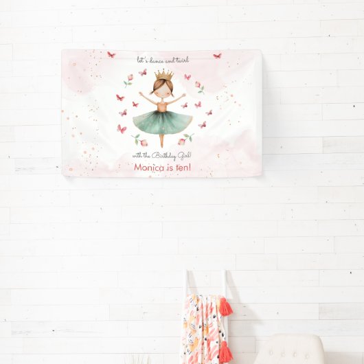 Dans en draai schattige ballerina ballet kind verj spandoek (Insitu)