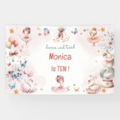 Dans en draai schattige ballerina ballet kind verj spandoek (Horizontaal)