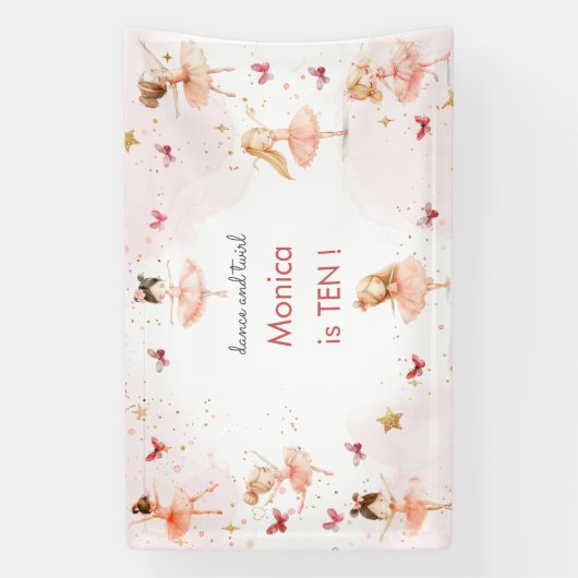 Dans en draai schattige ballerina ballet kind verj spandoek (Verticaal)