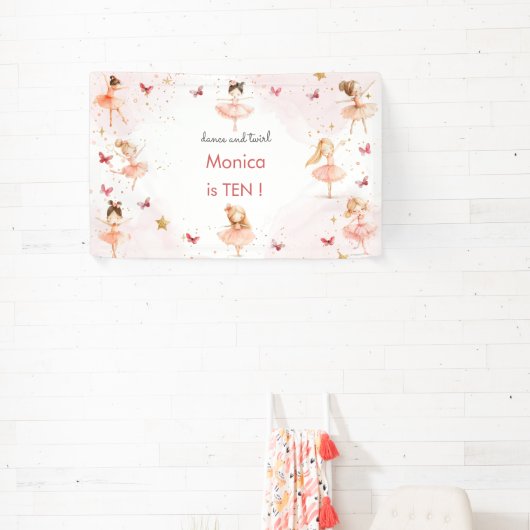 Dans en draai schattige ballerina ballet kind verj spandoek (Insitu)