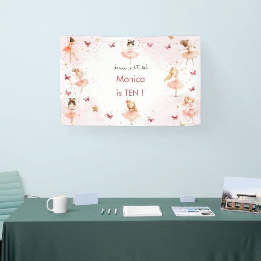 Dans en draai schattige ballerina ballet kind verj spandoek (Beurs)