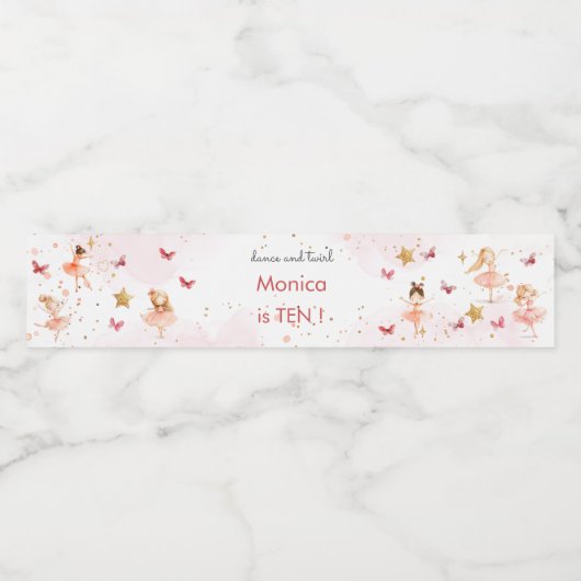 Dans en draai schattige ballerina ballet kind verj waterfles etiket (Enkel label)