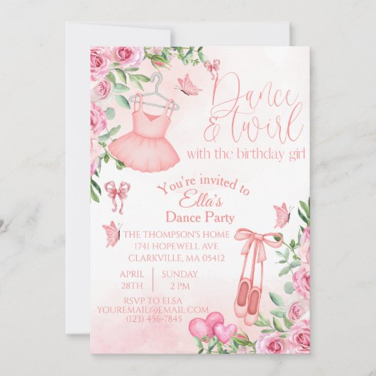 Dans- en Draai-verjaardagsuitnodiging Kaart (Voorkant)