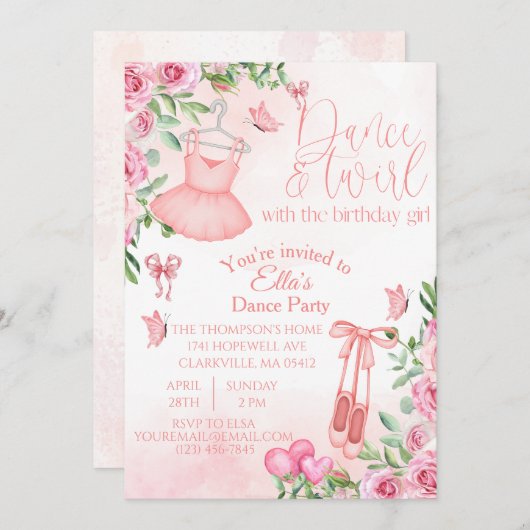 Dans- en Draai-verjaardagsuitnodiging Kaart (Voorkant / Achterkant)