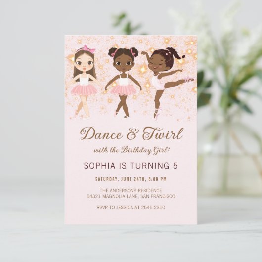 Dans en Kronkel Ballet Verjaardag Kaart (Staand voorkant)