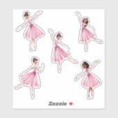 Dans- en twijgballerina-roze dansers sticker (Vel)