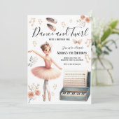 Dans en Twirl ballerina blush roze Verjaardag Kaart (Staand voorkant)