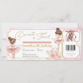 Dans en Twirl Ballerina Party Ticket Uitnodiging (Voorkant)