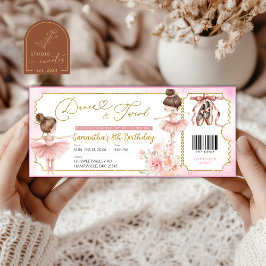 Dans en Twirl Ballerina Party Ticket Uitnodiging