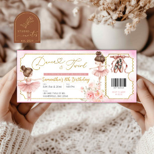 Dans en Twirl Ballerina Party Ticket Uitnodiging