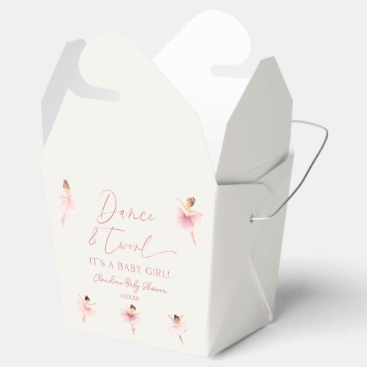 Dans en Twirl Ballerina Roze Ballet Baby shower Bedankdoosjes (Geopend)